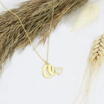 925 Sterling Silver Initial Necklace With Heart