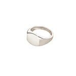 925 Sterling Silver Domed Rectangle Bar Signet Ring