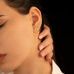 925 Sterling Silver Figaro Chain Triangle Stud Earring,