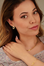 925 Sterling Silver Crystal Pave Kavisli Uzay Yolu Earrings