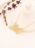 925 Sterling Silver Two Name With Heart Necklace