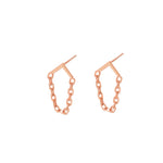 925 Sterling Silver Figaro Chain Triangle Stud Earring,