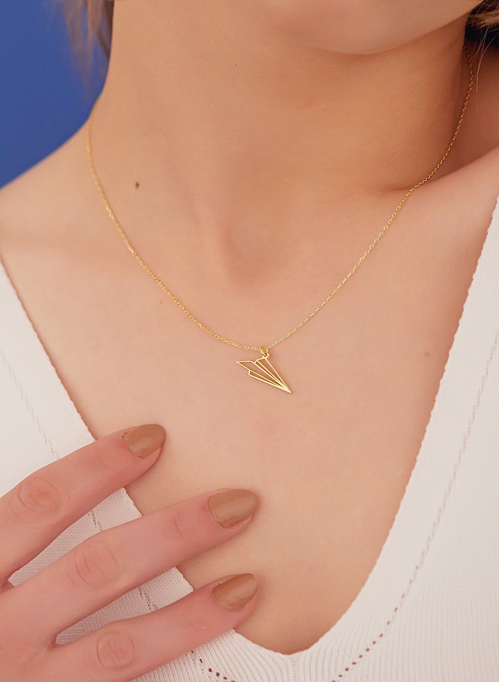 925 Sterling Silver Paper Airplane Necklace