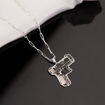 925 Sterling Silver Chain Link Gun Pistol Necklace