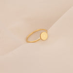 925 Sterling Silver Round Circle Düz Plaka Ring