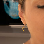 925 Sterling Silver Enamel Dainty Moon Earring