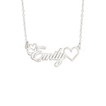 925 Sterling Silver Heart Name Necklace ,