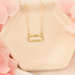925 Sterling Silver 14K Solid Gold Minimalist Rectangle Anniversary Necklace