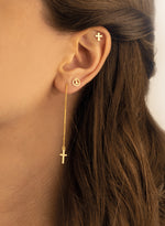 925 Sterling Silver Threader Cross Dangle Earring