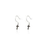 925 Sterling Silver Enamel Cross Earrings