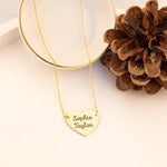 925 Sterling Silver İki Personalized Custom Name Heart Necklace