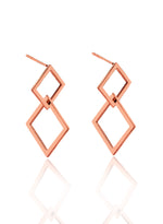 925 Sterling Silver Dangle Double Square Earrings