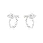 925 Sterling Silver Hexagon Ear Jacket Earrings