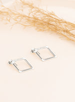 925 Sterling Silver Diamond Shape Ear Jacket Earrings