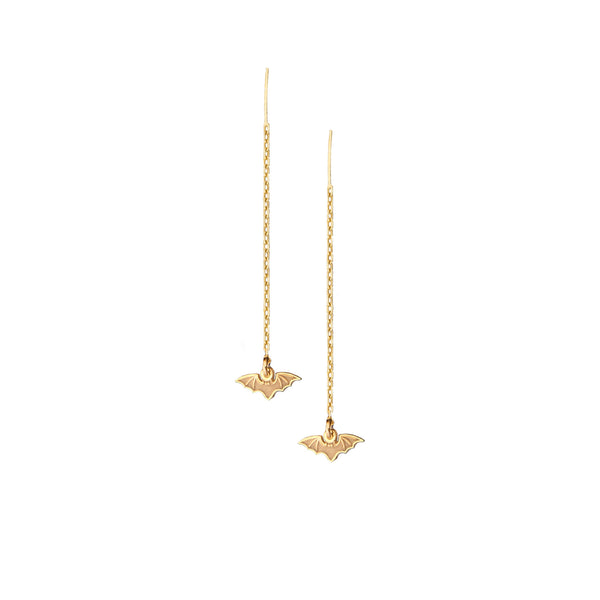 925 Sterling Silver Threader Bat Earrings