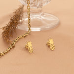 925 Sterling Silver Tiny Peace Pineapple Earrings