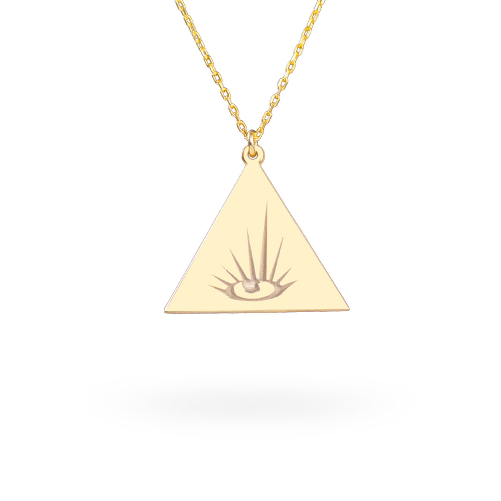 925 Sterling Silver Triangle Evil Eye Necklace
