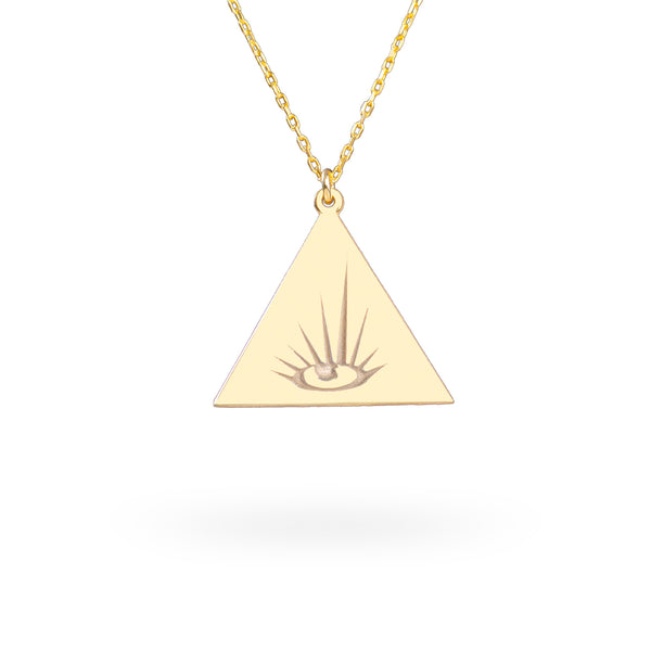 925 Sterling Silver Triangle Evil Eye Necklace