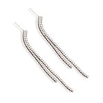 925 Sterling Silver Kisa 50Mm Uzun 63Mm 2Li̇ Sira Crystal Pave Dangle Drop Earrings