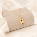 925 Sterling Silver Cross Shield Necklace