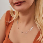 925 Sterling Silver Personalized Two Name Necklace With Heart