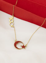 925 Sterling Silver 100. Yıl Necklace Atatürk Silüetli Crescent & Star