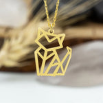 925 Sterling Silver Origami Cat Gold Necklace