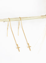 925 Sterling Silver Threader Cross Dangle Earring