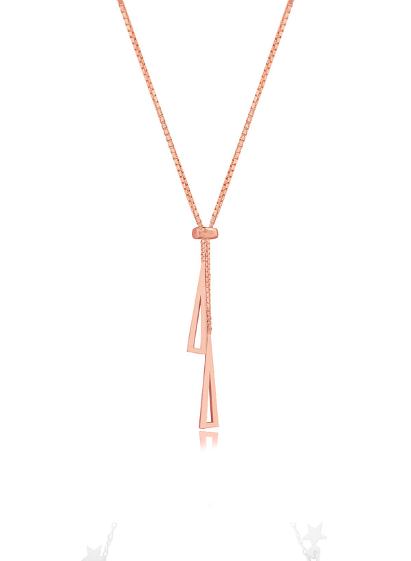 925 Sterling Silver Right Triangle Lariat Necklace