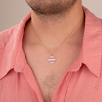 925 Sterling Silver Circle Transgender Flag Necklace