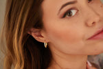 925 Sterling Silver Dört Taş Top Kabartmali Hoop Earrings 18 Mm