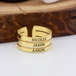 925 Sterling Silver Personalized Three Name Ring