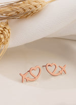 925 Sterling Silver Heart With Plane Earring