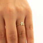 925 Sterling Silver Personalized Gold Bead Chain Ring(Zi̇nci̇ri̇ Cs40015)
