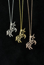 925 Sterling Silver Origami Unicorn Necklace