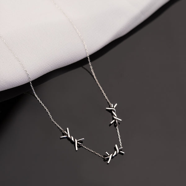 925 Sterling Silver Barbed Wire Necklace (Zi̇i̇nci̇ri̇ Cs40020)