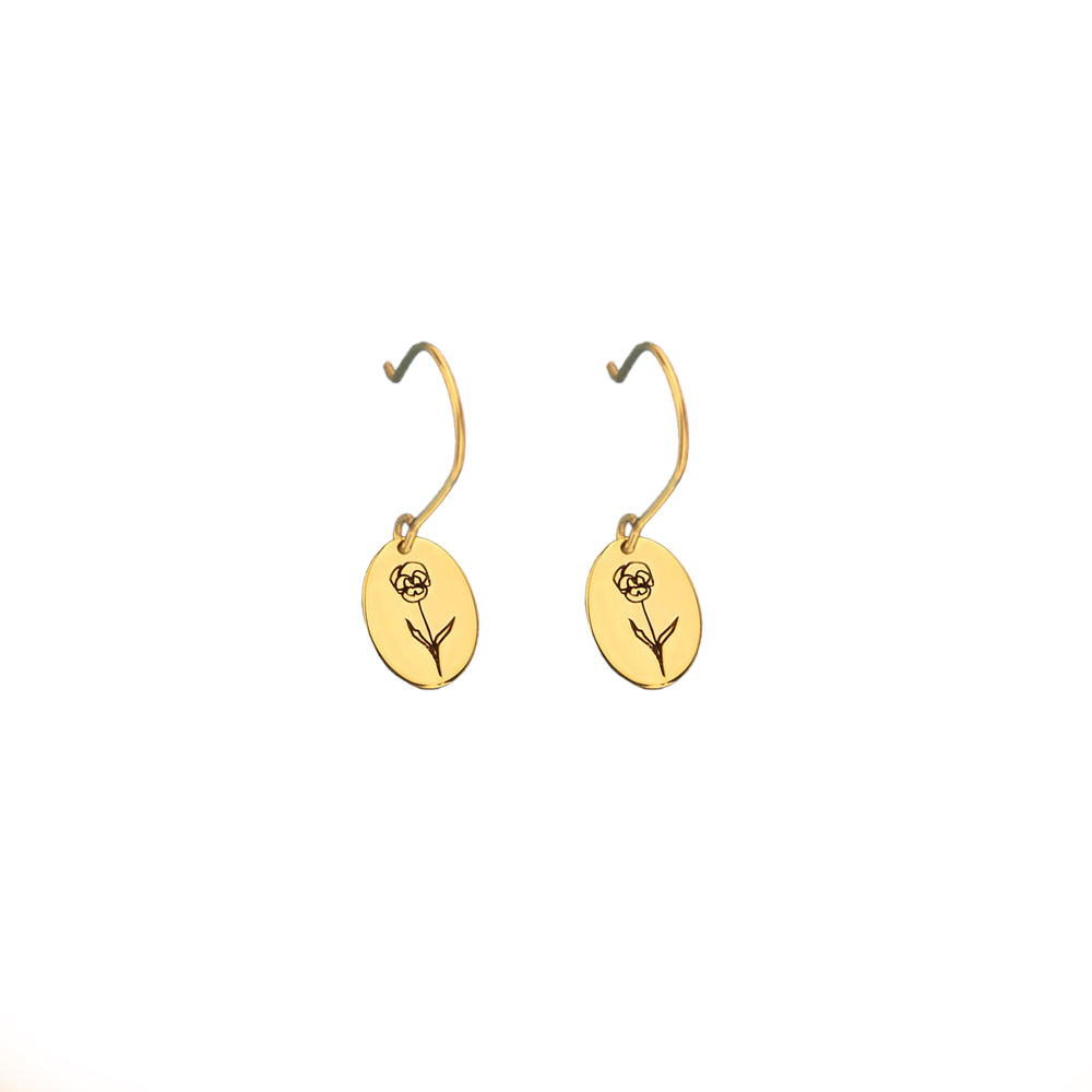 925 Sterling Silver Birth Flower Earrings