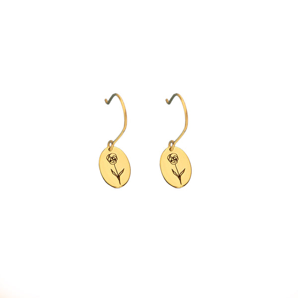 925 Sterling Silver Birth Flower Earrings