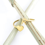 925 Sterling Silver Initial Heart Open Ring