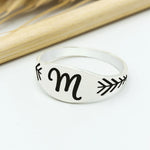 925 Sterling Silver Personalized Initial Ring