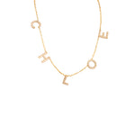 925 Sterling Silver Personalised Initial Diamond Name Necklace (Halley)