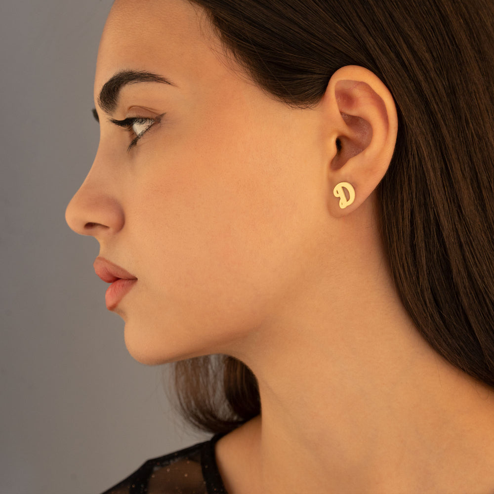 925 Sterling Silver Initial Studs,