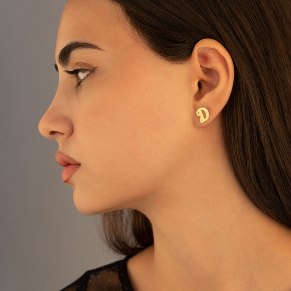925 Sterling Silver Initial Studs,
