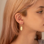 925 Sterling Silver 14K Solid Gold Diamond Shaped Hexagon Dangle