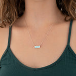 925 Sterling Silver Enamel Rectangle Bar Necklace