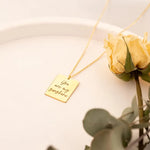 925 Sterling Silver Rectangle Bar Mesaj Necklace