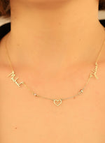 925 Sterling Silver Personalized Two Name Necklace With Heart