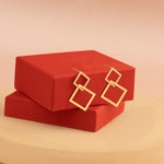 925 Sterling Silver Dangle Double Square Earrings