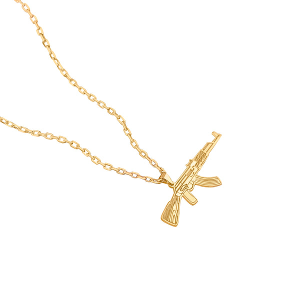 925 Sterling Silver Force Chain Gun Pendant