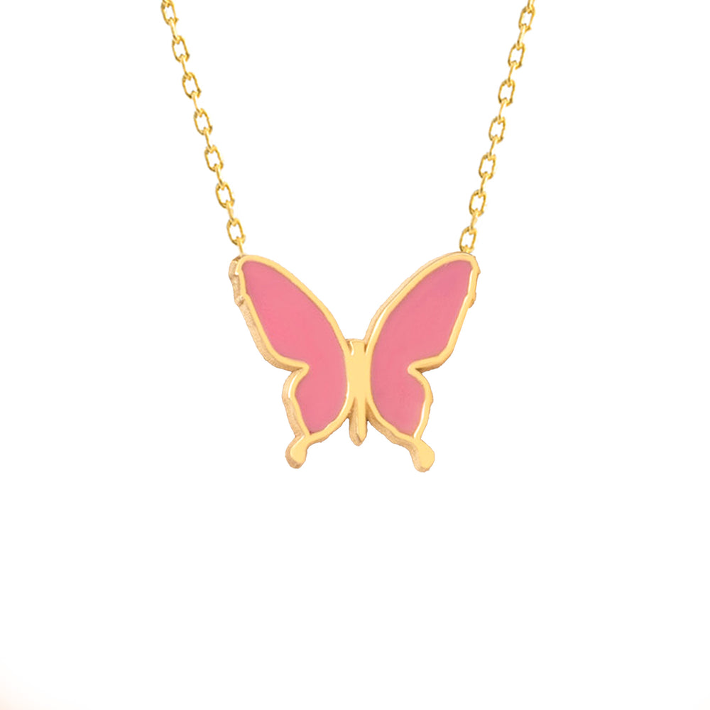 925 Sterling Silver Enamel Butterfly Necklace